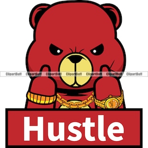 Hustle Gangster Teddy Bär geben Mittelfinger Narbe Gesicht Gold Schmuck Mafia Boss Grind Rap Hip Hop Art Tattoo Design JPG PNG SVG geschnitten Datei