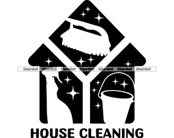 Maid Cleaning Service Housework Housekeeping Housekeeper Housemaid Spray Bottle Clean Home Company Janitor Job Logo Design JPG PNG SVG Cut