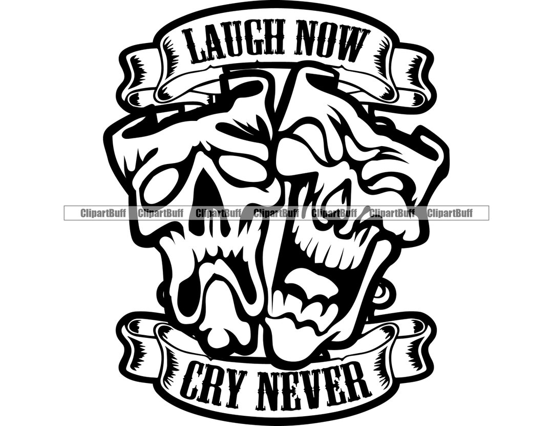 Laugh Now Cry Later Skull Gangster Clown Mask Crying Smiling Happy Sad ...