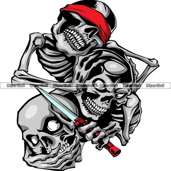 Skull Hear No Evil See No Evil Speak No Evil Png Etsy