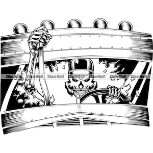 Tow Truck Driver Skull Grin Skeleton Trucker Steering Gear Shifter Control 18 Wheeler Big Rigg Tractor Trailer Garage Art Design PNG SVG Cut