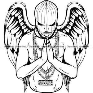 Gangster Hustle Man Ski Maske Gold Ketten Betende Reich Thug Mafia Kriminalität Mob Boss Rap Gang Mitglied Art Hustling Tattoo Design JPG PNG SVG Cut