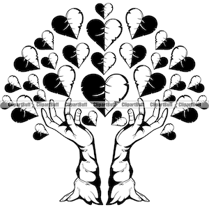 Mãos Corações Árvore Genealógica Raízes Coração Enraizado Amor Romântico Romance Unidade Dia dos Namorados Casamento Símbolo Colorido Logo Design JPG PNG SVG Cut File