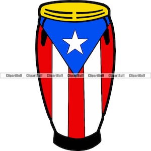 Puerto Rico Rican Flag Pride Bongo Music Musical Instrument Percussion Rhythm Spanish Conga Beat Culture Logo Design JPG PNG SVG Cut File