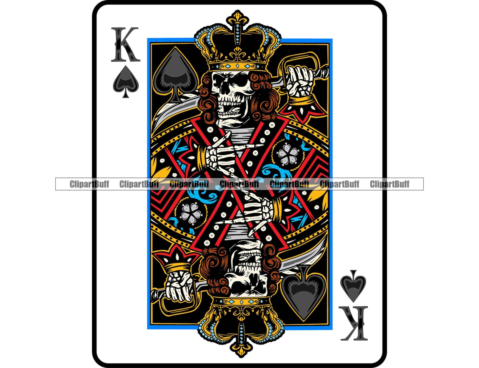 Skull Skeleton Playing Card King of Spades Poker Casino Gamble Texas ...