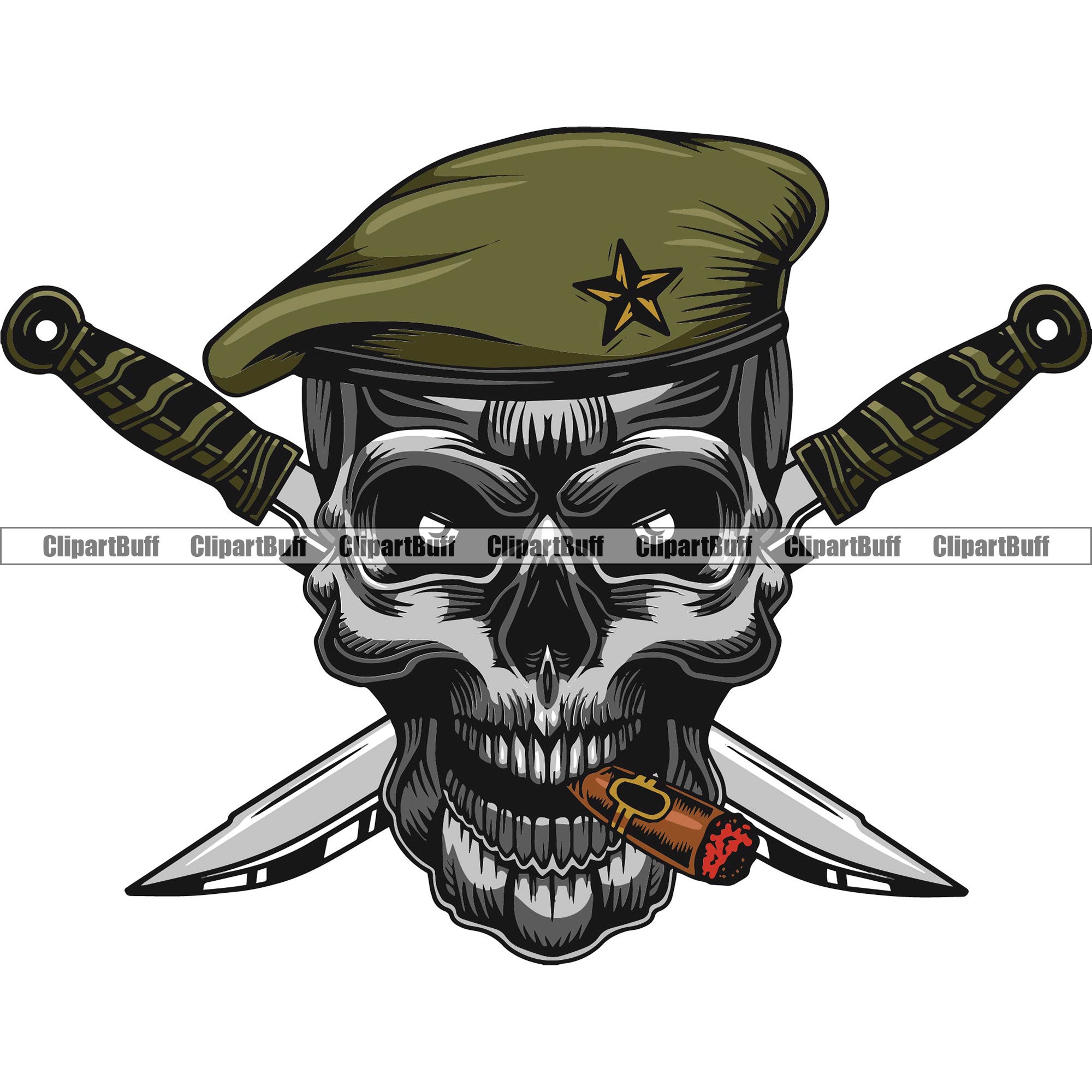 Green Beret Skull Hat Cross Knives Knife Skeleton Cigar - Etsy Australia