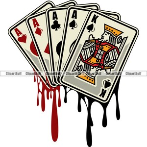 Cuatro ases goteando Mano de póquer Casino Juego de cartas Goteo Jackpot Apuesta Juego Jugador Vegas Bet Winner Art Logo Diseño JPG PNG SVG Cut
