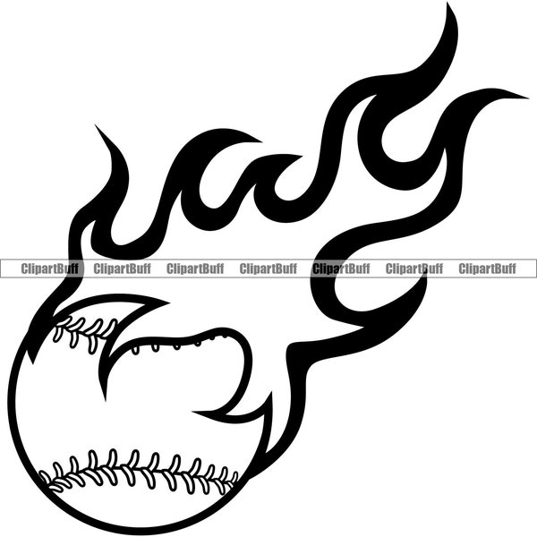 Flaming Softball Soft Ball Sport Game League Equipment Fire Flame Burn Burning eSports Gaming Symbol Tattoo Art Logo Design JPG PNG SVG Cut