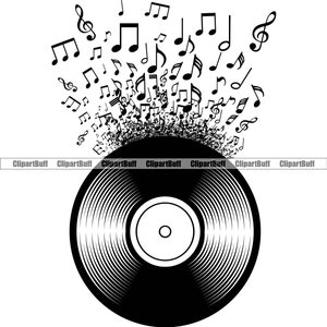 Schallplatte Musik Notiz DJ Disc Jockey Retro Vintage Sound Rap Hip Hop Rock Party Club Nachtclub Pop Art Logo Design Jpg PNG SVG Cut