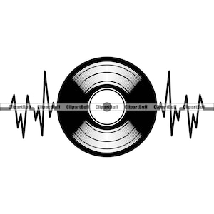 Schallplatte Heartbeat Musik DJ Disc Jockey Retro Vintage Sound Rap Hip Hop Rock Party Dance Club Nachtclub Logo Design Jpg PNG SVG Cut File