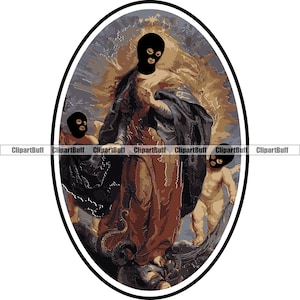 Hustle Gangster Frau Ski Maske Baby Trap Religion Religiöses Motiv Mafia Boss Street Rap Hip Hop Hustling Art Farbe Design JPG PNG SVG Schnitt
