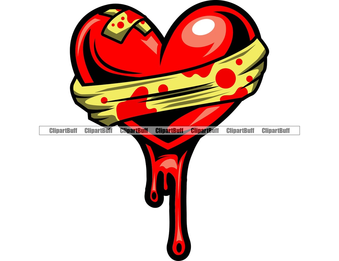 Broken Heart Bandage Dripping Blood Bloody Drip Bleeding Horror Symbol ...