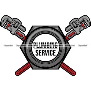 Pipe Wrench Plumbing Service Tool Plumber Repair Handyman Leak Pliers Construction Repairman House Home Art Logo Design JPG PNG SVG Cut File