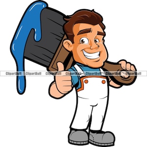 Pittore Tuttofare Pollice in su Uomo Operaio Designer Decorare Casa Costruttore Casa Pittura Fix Azienda Logo Design Arte JPG PNG SVG Cut File