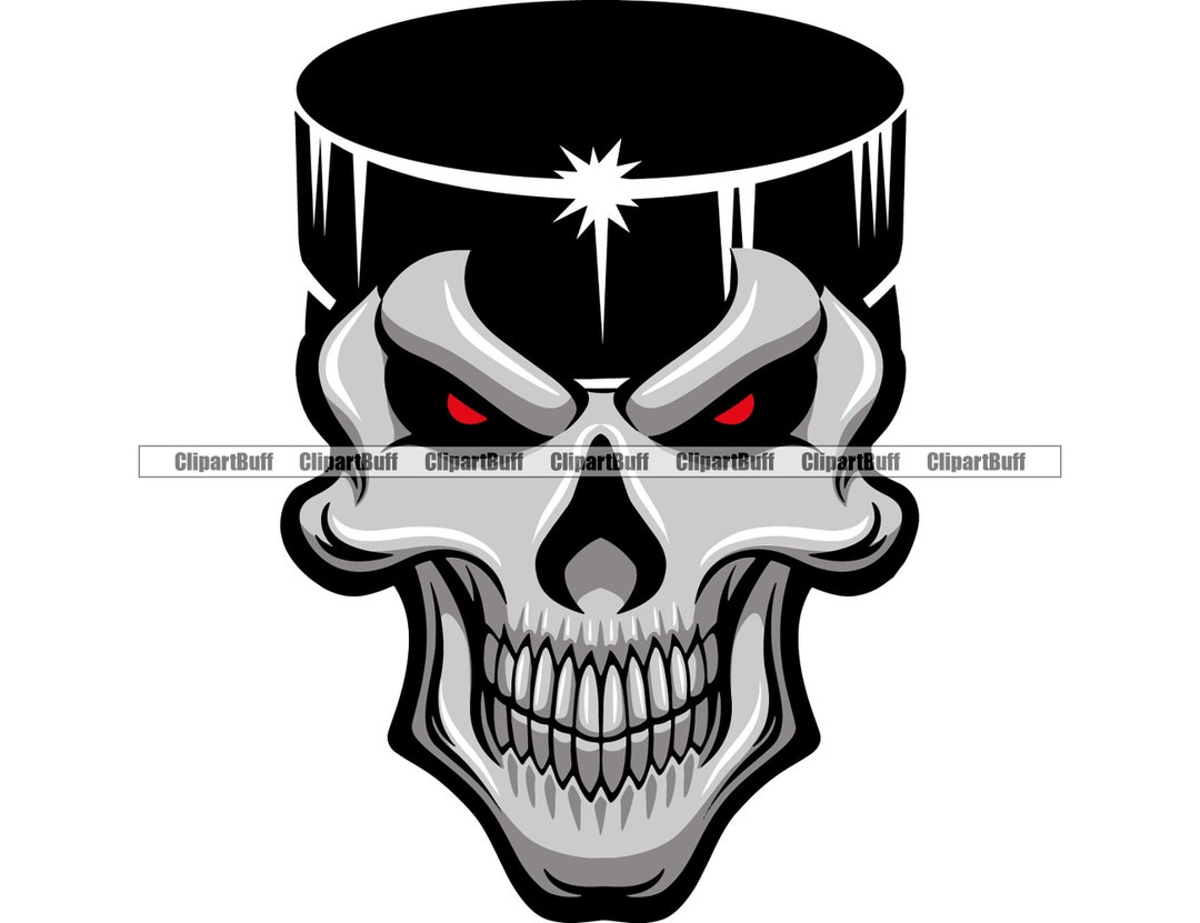 Skull Ice Hockey Puck Head Skeleton Player Play Sport Game School Team