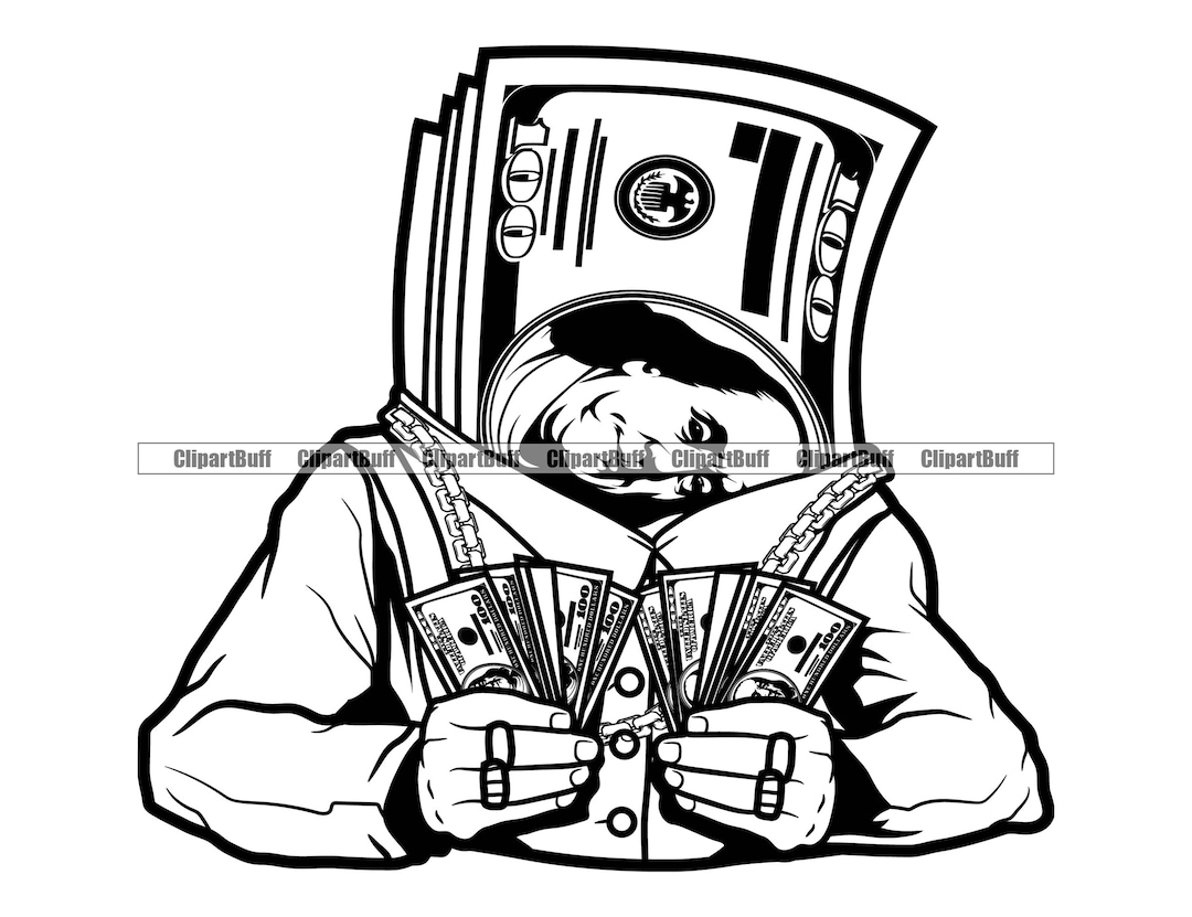 Hustle Money 100 Dollar Bill Stack Character Counting Cash Note Gold ...