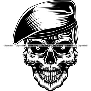 Schedel soldaat leger dragen baret hoed skelet militaire oorlog krijger kwade fantasie schild strijd Art Tattoo ontwerpelement JPG PNG SVG bestand knippen