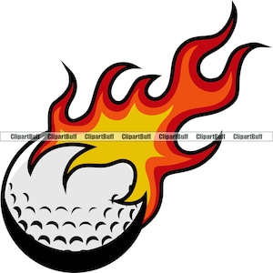 Flaming Golfball Golf Ball Sports Golfing Tournament Fire Flame Burn Burning eSports Gamer Symbol Tattoo Art Logo Design JPG PNG SVG Cut