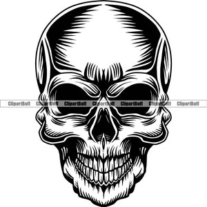 Skull Head No Eyes Bones Face Cranium Grim Decay Dead Human Skeleton Decomposed Horror Evil Scary Tattoo Logo Design JPG PNG SVG Cut File