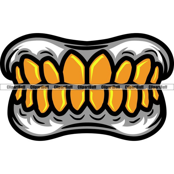 Gold Teeth Grill Ghetto Fronts Tooth Mouth Jewelry Rich Gangster Hustle Money Rap Rapper Hip Hop Art Hustling Tattoo Design JPG PNG SVG File