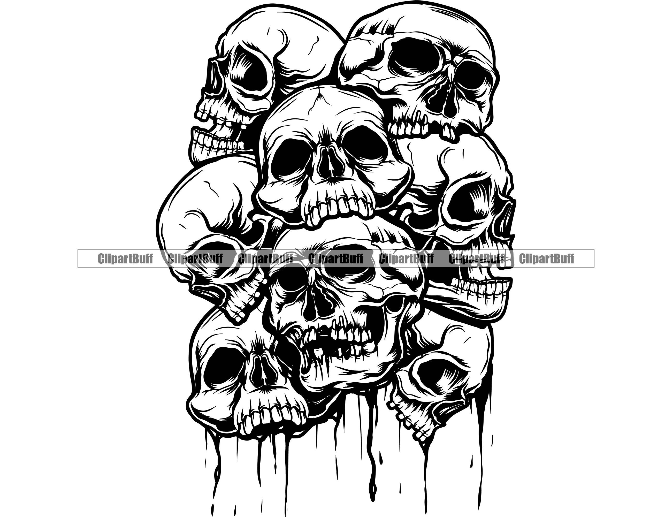 Skull Pile Skulls Skeleton Dripping Blood Bloody Drip Witch - Etsy Finland