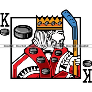 Hockey sobre hielo King Sport Competición Rink Skate Casino Juego de cartas Juego de cartas Profesional Stick Puck Skating Arte Diseño del logotipo JPG PNG SVG Archivo de corte