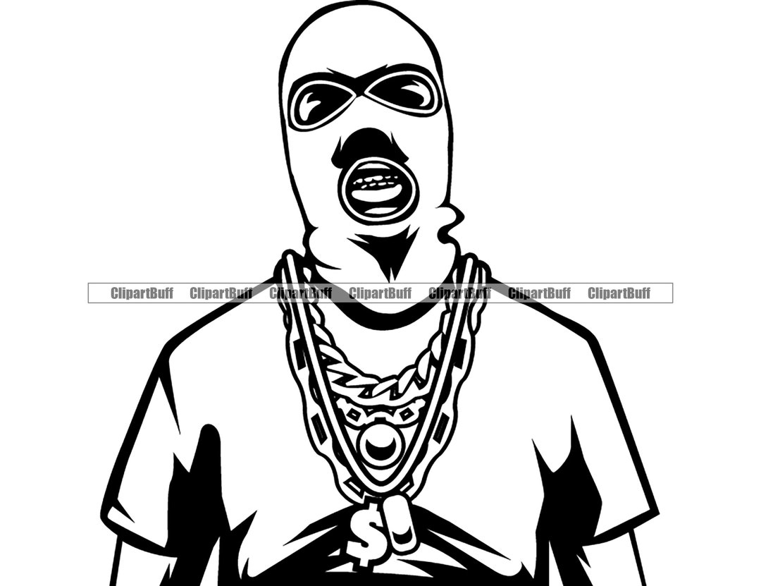 Ski Mask Man Gangster Trap Plug Mafia Mob Crime Criminal Thief Gold ...