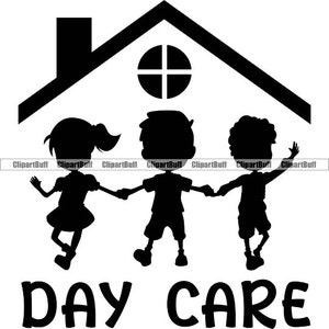 Creche Creche Crianças Brincam Brincando De Mãos Dadas Diversão Aprendizagem Parque infantil Cuidados posteriores Criança Babá Logo Design JPG PNG SVG Cut File