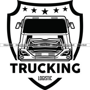 Trucking Logistic Distribution Green Global Digital Construction Emergency Semi Truck Driver Transport Vehicle Logo Design JPG PNG SVG Cut