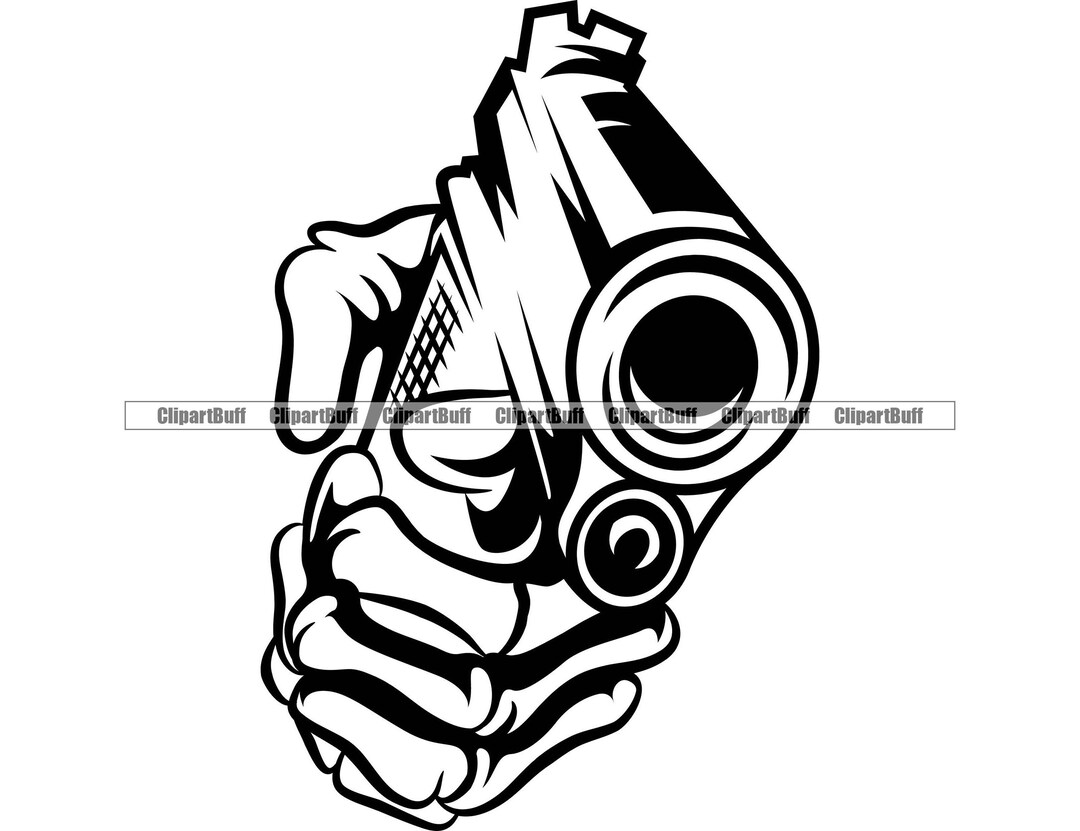 Skeleton Hand Holding Gun Pistol Mob Mafia Crime Boss Gangster Thug