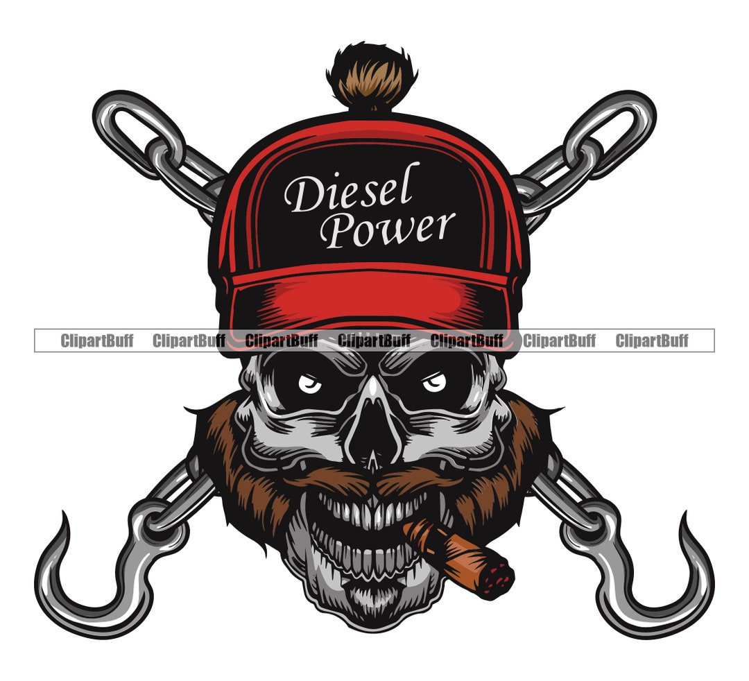 Tow Truck Driver Skull Diesel Power Hat Driving Towing Chain Hooks ...