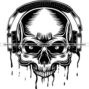 Totenkopf Kopfhörer Dj Disc Jockey Music Dey Jay Horror Bloody Drip Blood Dripping Music Dance Tattoo Art Logo Design JPG PNG SVG Plotterdatei