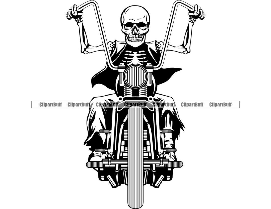 Skull Motorcycle Rider Biker Skeleton Bike Garage Chopper Speed Racing