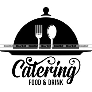 Catering Comida Bebida Catering Serviço de Festa Banquete Buffet Luxo Casamento Feriado Negócios Culinária Arte Logo Design JPG PNG SVG Cut File