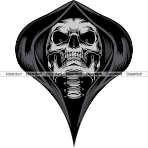 Grim Reaper Skeleton Skull Sinister Grin Grinning Bone Vertebrae Horror Devil Evil Dead Scary Ghost Death Color Tattoo Design JPG PNG SVG
