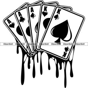 4 D’une Sorte Poker Main Ace Dripping Casino Jeu de cartes Drip Gamble Vegas Table Gagner Jackpot Gagnant Art Logo Design JPG PNG SVG Couper le fichier