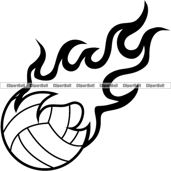 Flaming Volleyball Volley Ball Sport League Equipment Fire Flame Burn Burning eSports Gaming Symbol Tattoo Art Logo Design JPG PNG SVG Cut