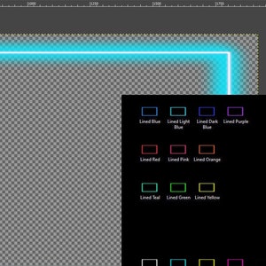 May include: A bright blue neon light frame with a transparent background. The frame is outlined in white.