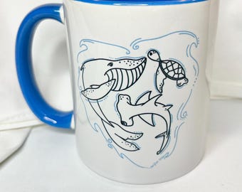Protect What You Love Mug | Ocean Lover | Cup | Drinkware | Ceramic | Sea Turtle | Whale | Shark