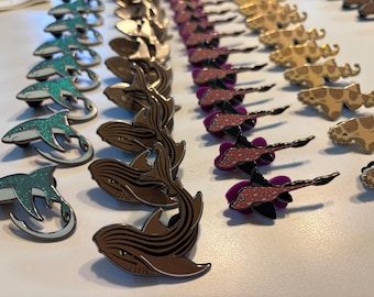 Seconds Grade Enamel Pin: Ocean Animals - Sharks, Ray, Turtle, Puffer Fish
