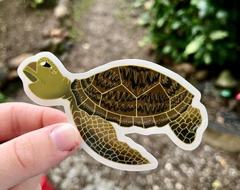 Turtle Waterproof Vinyl Decal | Ocean Sticker| Gifts for Ocean Lovers | Biology | Scuba Diver