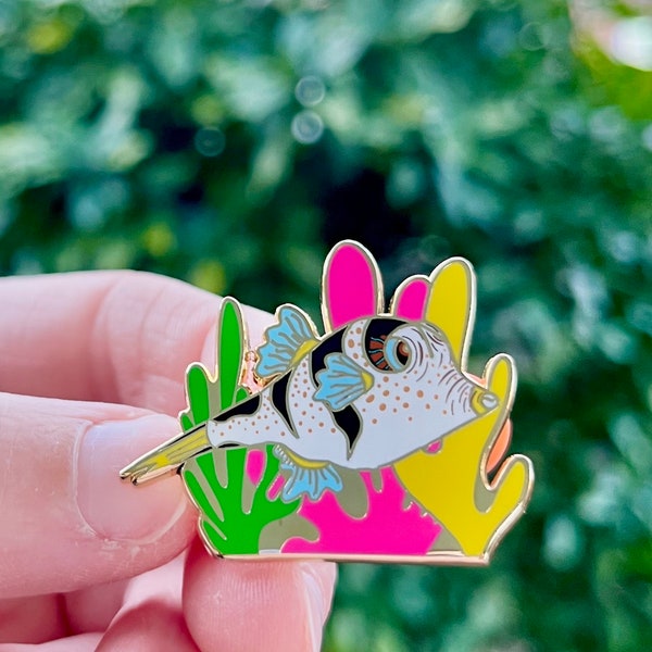 Saddled Puffer Fish Hard Enamel Pin | Gifts for Ocean Lovers | Biology | Scuba Diver | Animal Lover