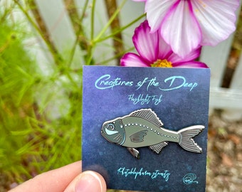 Flashlight Fish Hard Enamel Pin | Deep Sea | Gifts for Ocean Lovers | Biology | Scuba Diver | Animal Lover