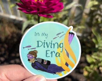 Scuba Diver Sticker: “In My Diving Era” Waterproof Vinyl Decal