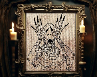 Pan&#39;s Pale Monster Cross Stitch Pattern Horror Gift for Goth X-Stitch Witchy Spooky Labyrinth Cross Stitch Halloween Cross Stitch Modern