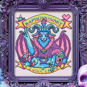 Baphotecary Cross Stitch Pattern Horror Gift for Goth X-Stitch Witchy Pastel Goth Kawaii Spooky Snarky Funny Apothecary Halloween Modern