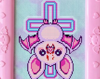 Paradox Bat Cross Stitch Pattern Pastel Goth Gift for Goth X-Stitch Spooky Creepy Cute Whimsical Funny Kawaii Small Vampire Halloween PDF