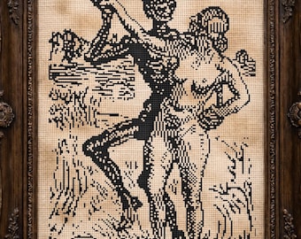 Dance of Death Cross Stitch Pattern Pt 4 Gift for Goth Danse Macabre Spooky Creepy Totentanz Robert Budzinski Woodcut Halloween Modern PDF