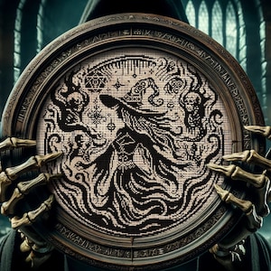 Wraith Witch Cross Stitch Pattern Horror Gift for Goth X-Stitch Witchy Occult Spooky Wiccan Halloween Mythology Modern Chart