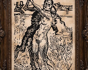 Dance of Death Cross Stitch Pattern Pt 5 Gift for Goth Danse Macabre Spooky Creepy Totentanz Robert Budzinski Woodcut Halloween Modern PDF